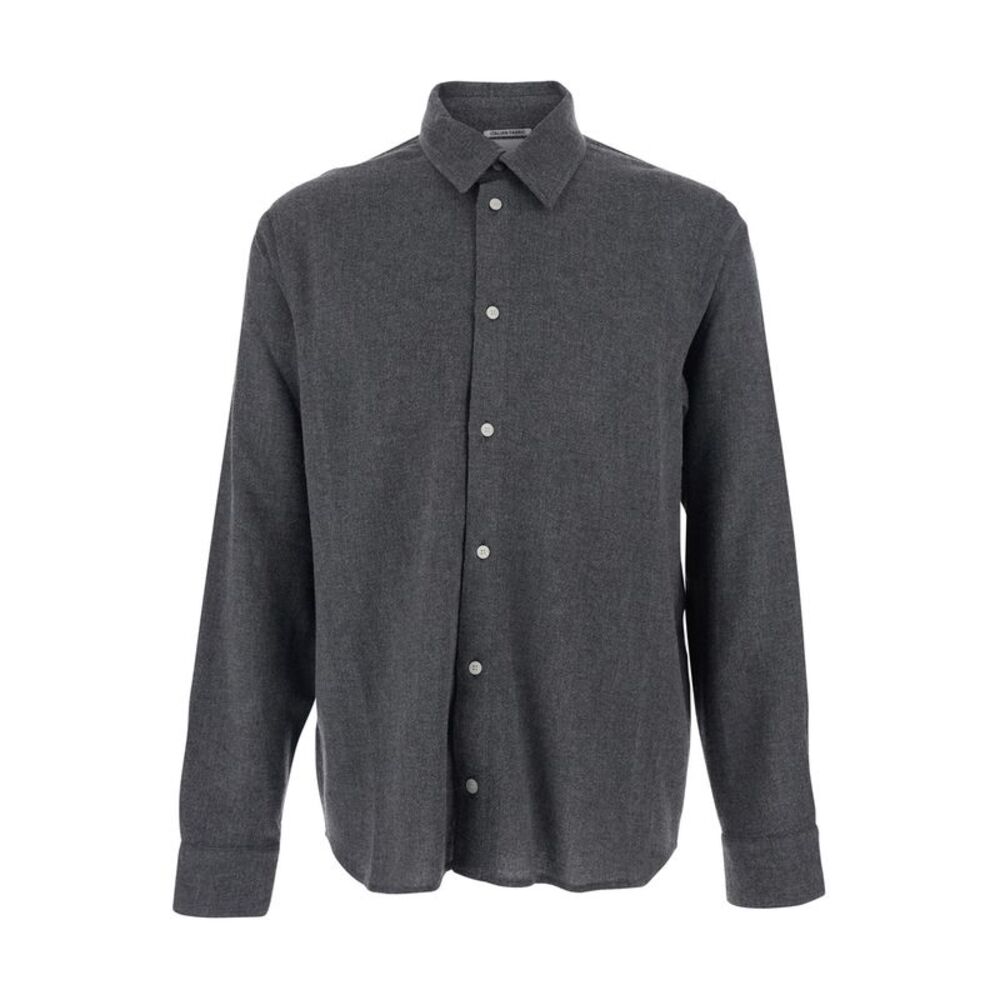 Won Hundred Men 'Adriel' Grey Shirt With Classic Collar In Wool Blend Man
